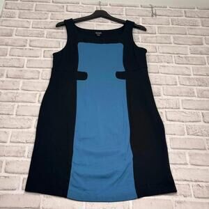 A Pea in the Pod Black/Blue Maternity Dress Women's L Stretchy Sleeveless Shift